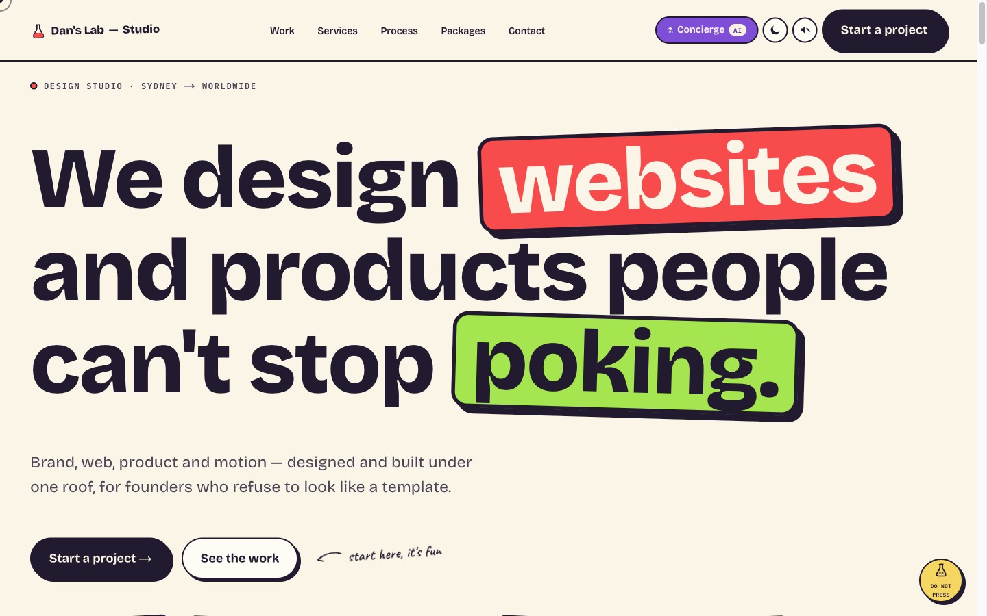 Dan's Lab — a bold, colourful design studio for web and product